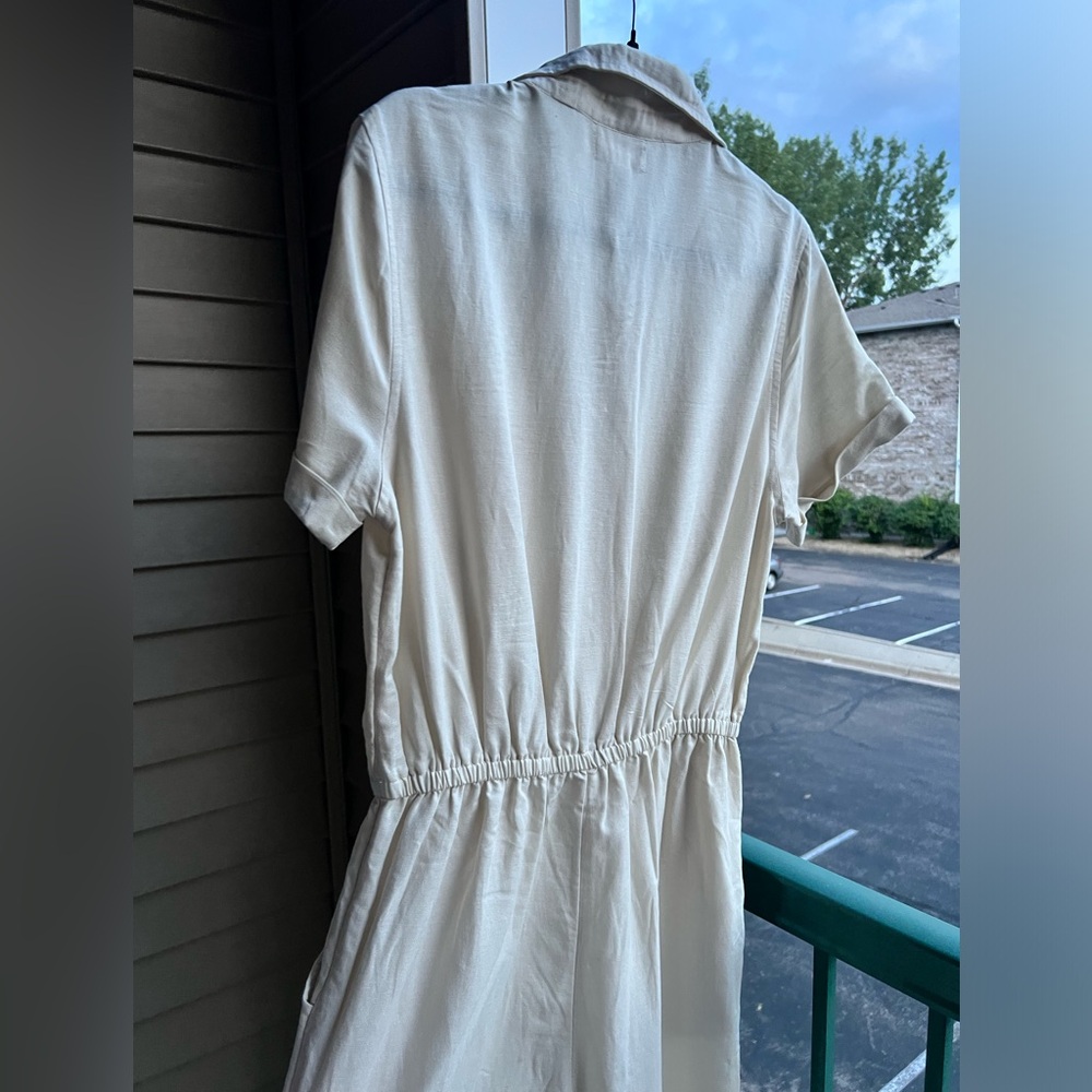 🆕 Japna Linen Cotton Blend Jumpsuit Size L Utility Style Minimalist Casual - Picture 6 of 15